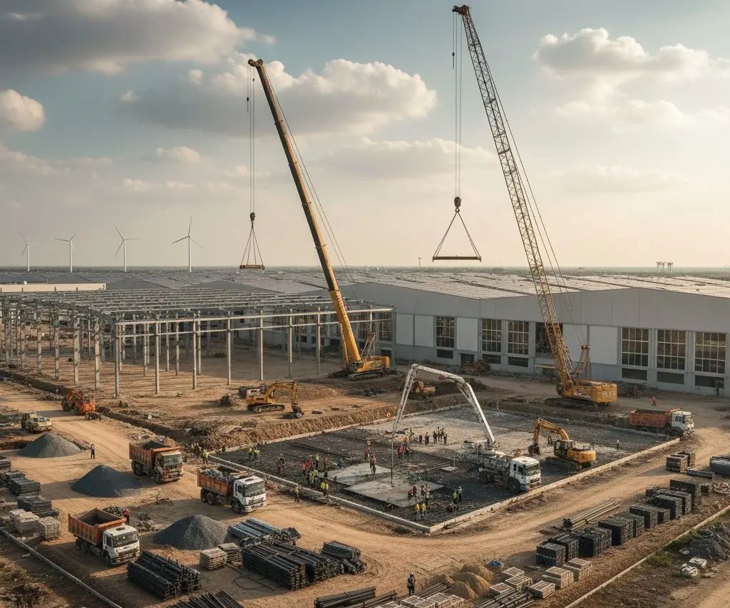 Agricultural warehouse and equipment facility supporting farm operations and logistics