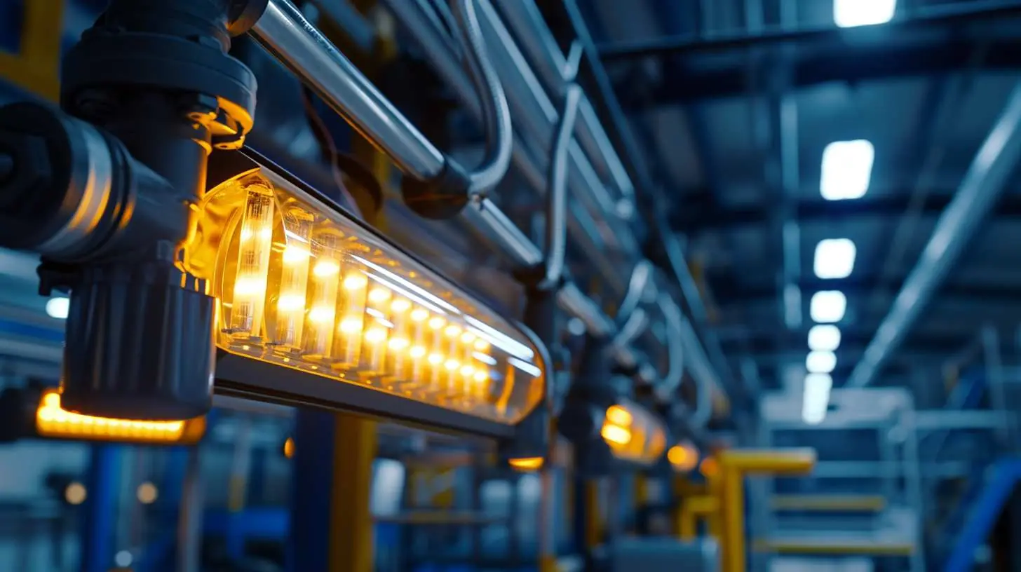 Explosion-proof LED lighting system installed in a hazardous industrial environment