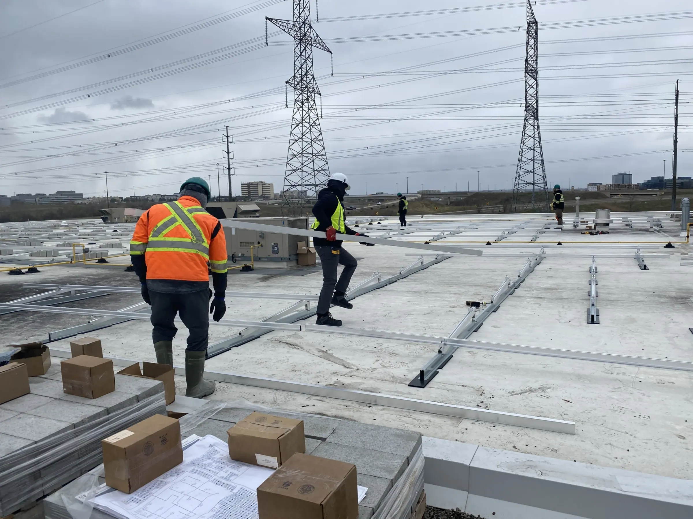 Sunny Crunch Foods, Markham — 593 kW rooftop solar installation, aerial view