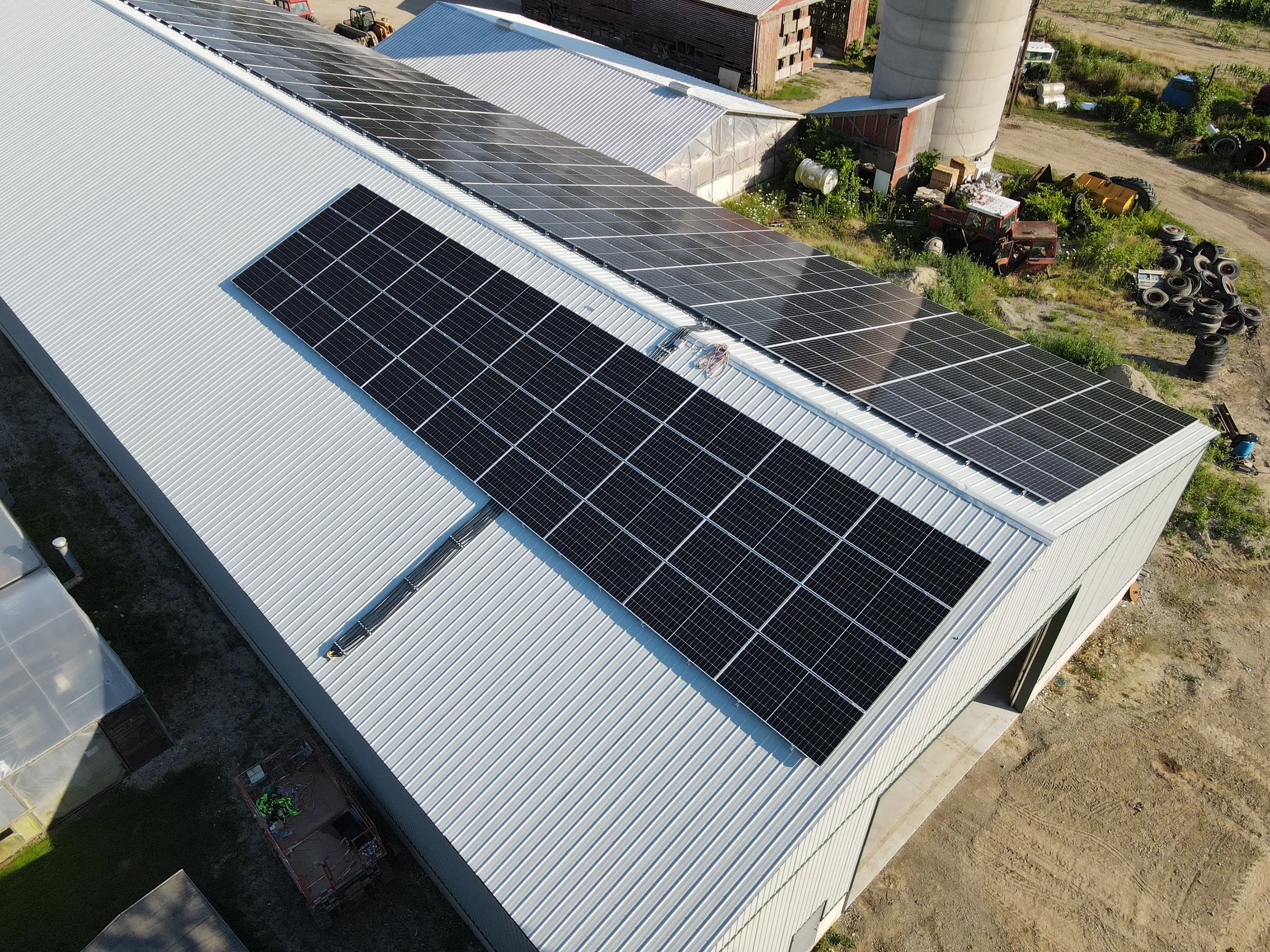 Solar array overlooking farm operations