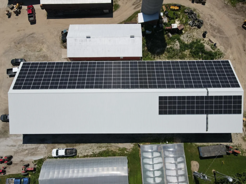 R Brush Farms — 129.8 kW ground-mount solar for an agricultural operation in Blenheim, Ontario