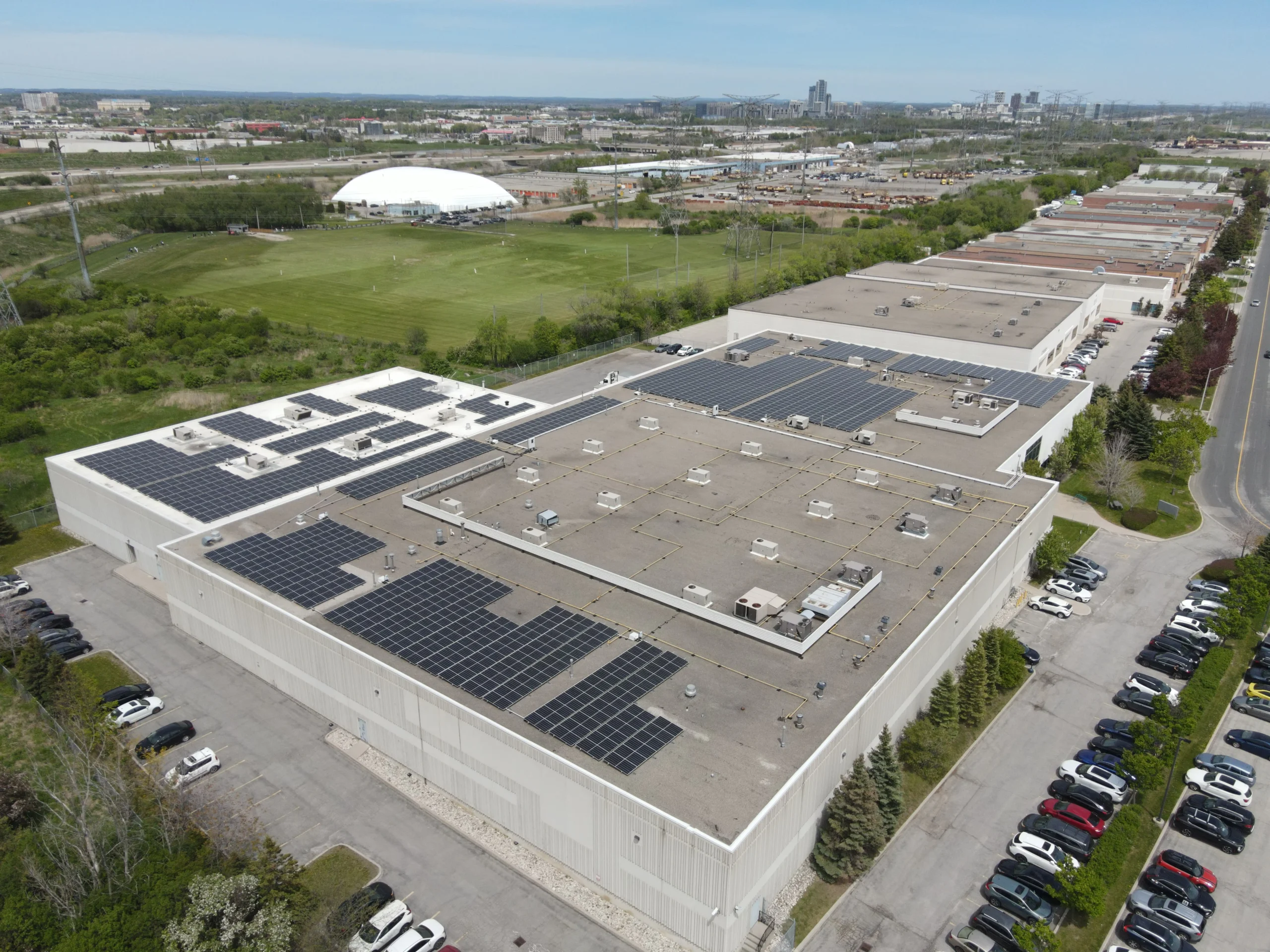 Hero — 593 kW rooftop solar for a food production facility in Markham, Ontario