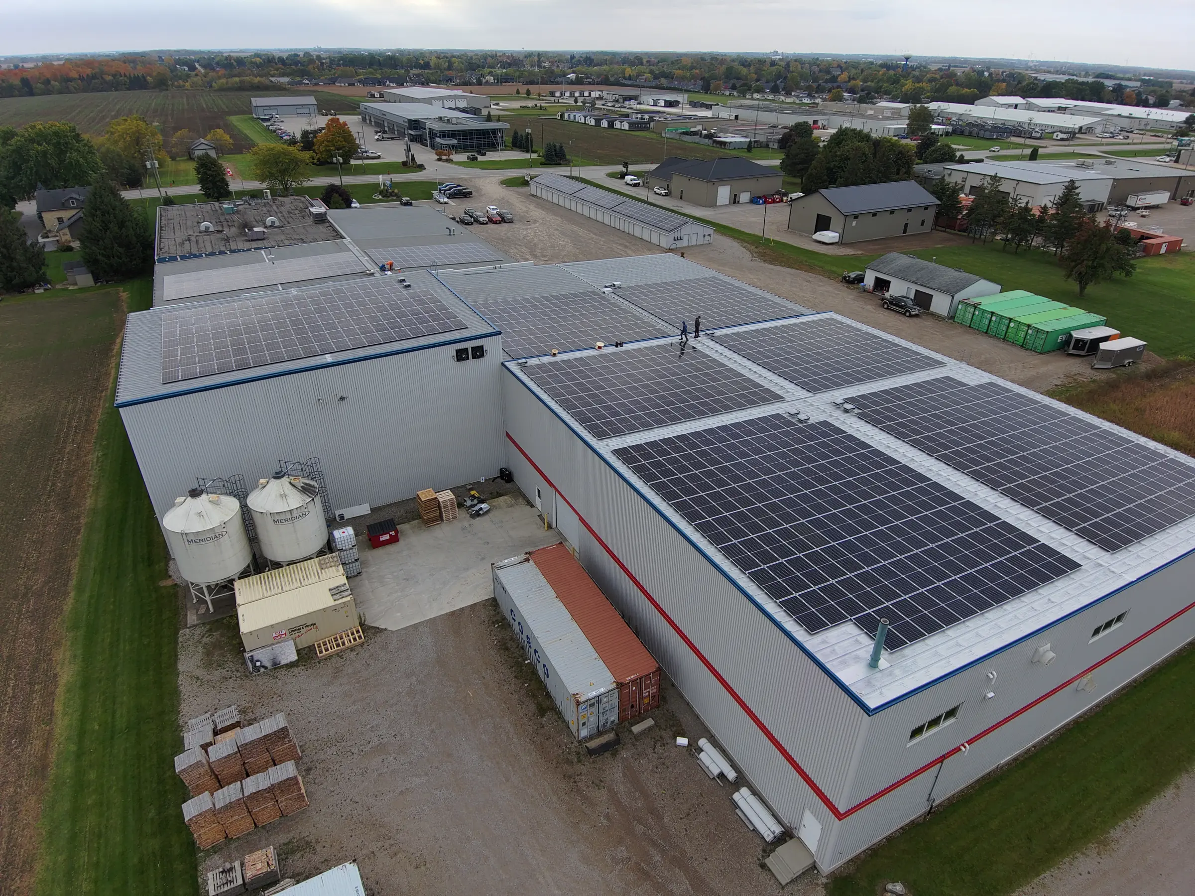Hero — 504 kW rooftop solar for an industrial knitted fabrics manufacturer in Exeter, Ontario