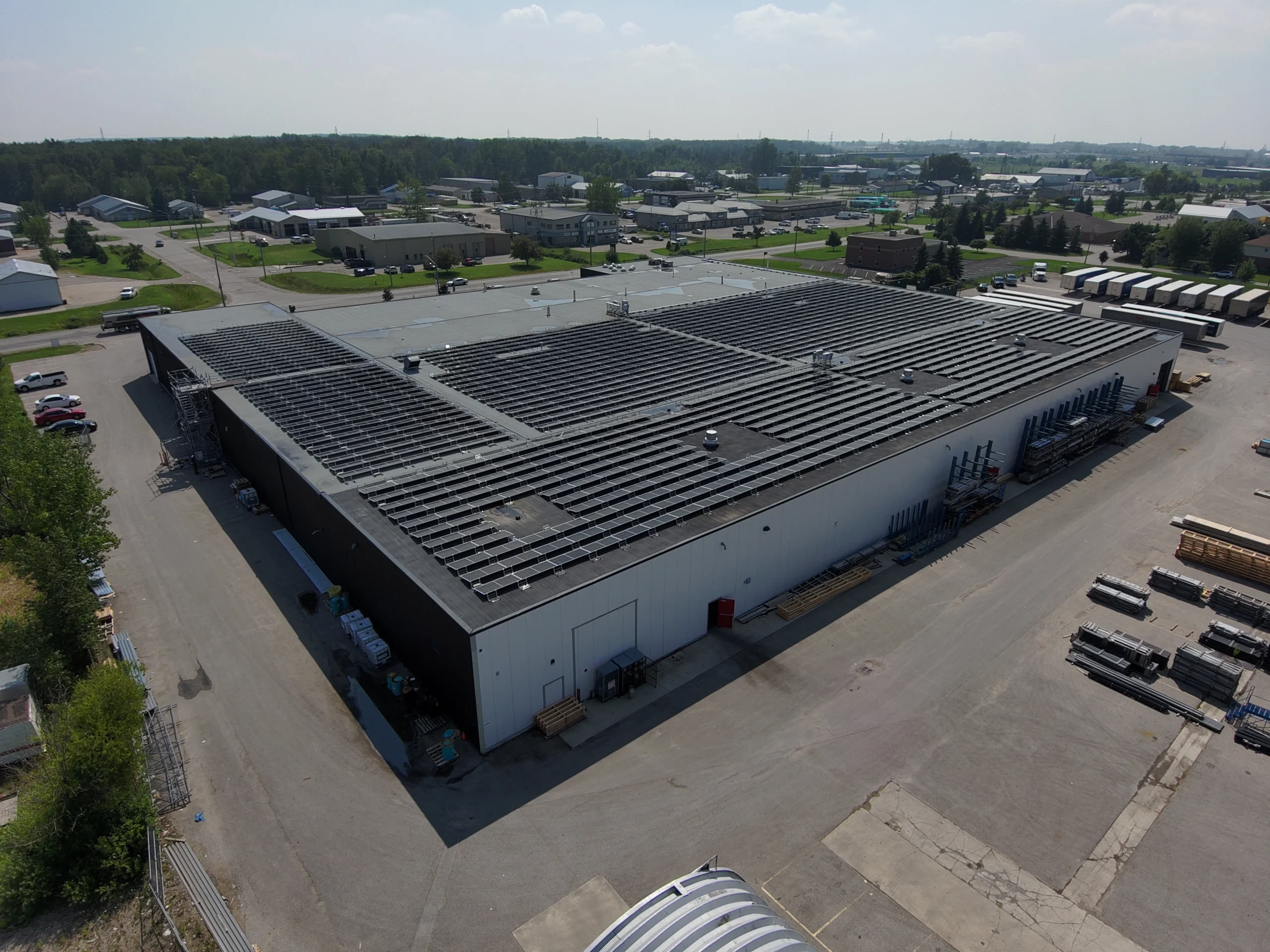 Hero — 590.2 kW rooftop solar for a building products manufacturer in Stratford, Ontario
